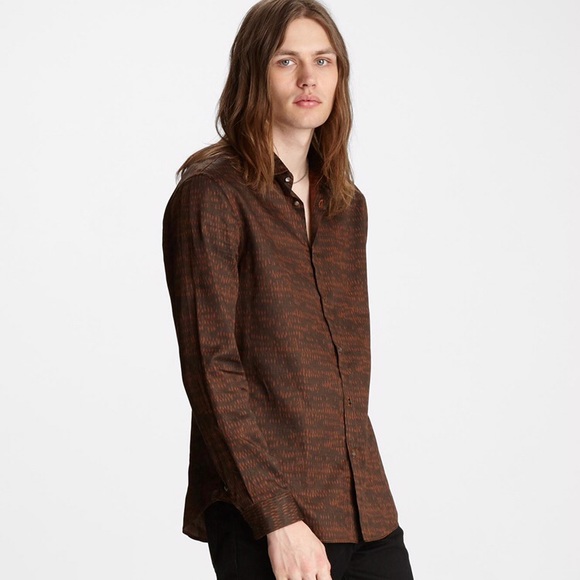 John varvatos abstract slim fit shirt small $228